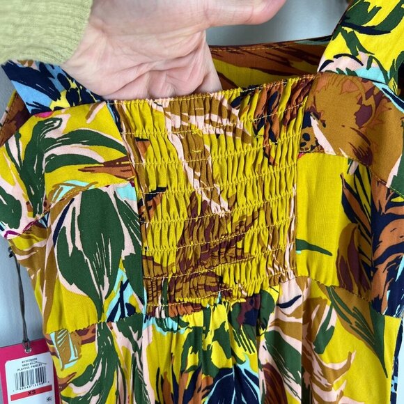 Vince Camuto Womens Floral Print Rayon Maxi Dress XS Playful Paisley Yellow - Picture 5 of 10